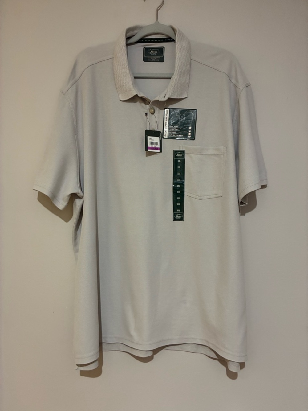 Bass Men’s Short Sleeve Polo Shirt in Quiet Gray size XXL/ TTG/ XXG